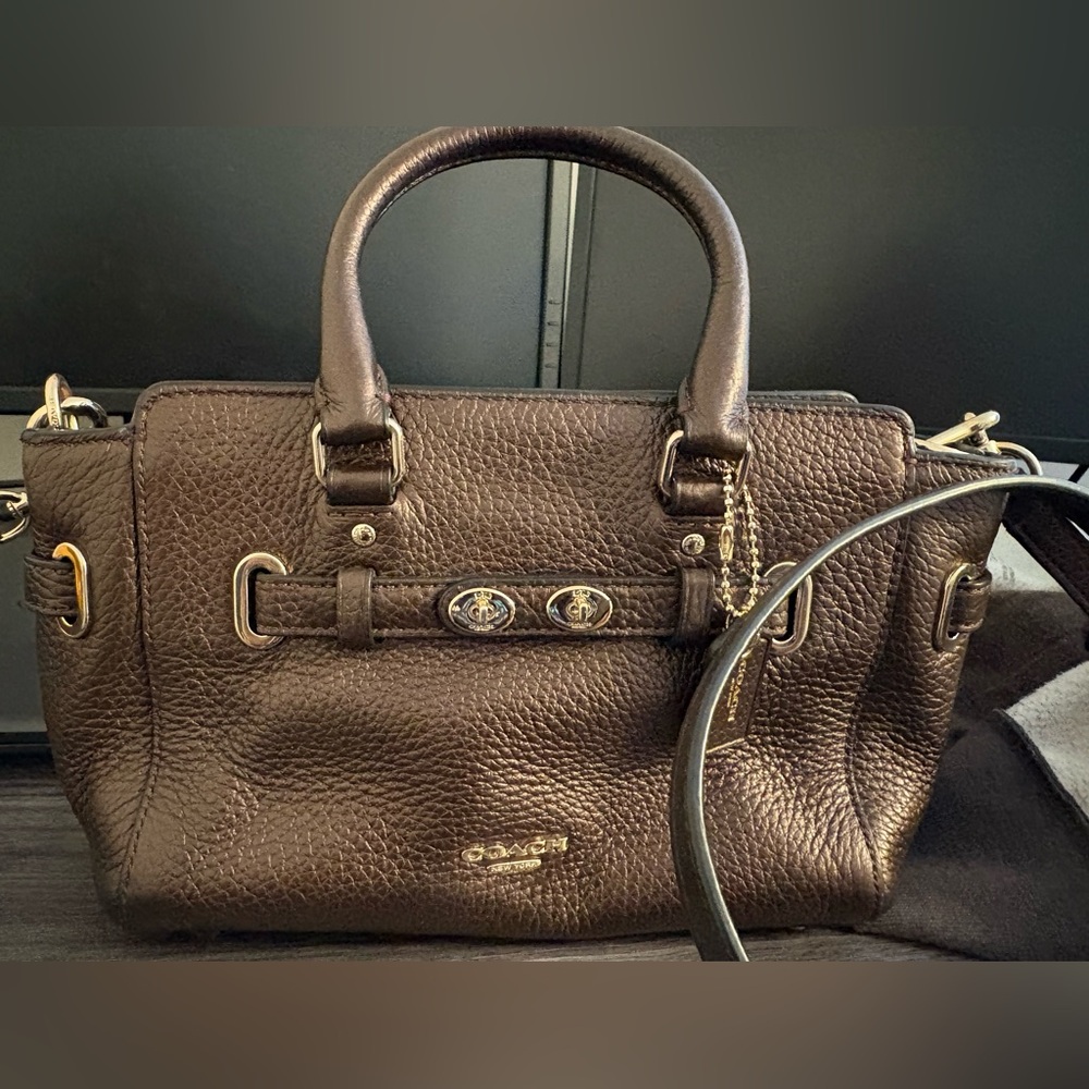 Coach Dark Brown Pebbled Leather Satchel